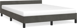 vidaXL - Bedframe - zonder - matras - 140x190 - cm - fluweel - donkergrijs