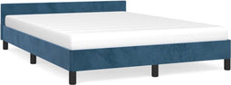 vidaXL - Bedframe - zonder - matras - 140x200 - cm - fluweel - donkerblauw