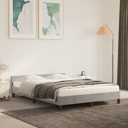 vidaXL - Bedframe - zonder - matras - 140x200 - cm - fluweel - lichtgrijs