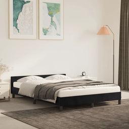 vidaXL - Bedframe - zonder - matras - 140x200 - cm - fluweel - zwart