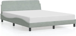 vidaXL - Bedframe - zonder - matras - 160x200 - cm - fluweel - lichtgrijs