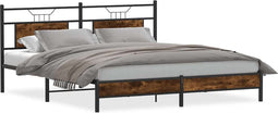 vidaXL - Bedframe - zonder - matras - 183x213 - cm - spaanplaat - gerookt - eiken