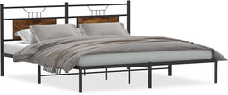 vidaXL - Bedframe - zonder - matras - 183x213 - cm - spaanplaat - gerookt - eiken