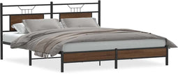vidaXL - Bedframe - zonder - matras - 183x213 - cm - spaanplaat - bruin - eikenkleurig