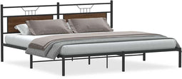 vidaXL - Bedframe - zonder - matras - 193x203 - cm - spaanplaat - bruin - eikenkleurig