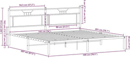 vidaXL - Bedframe - zonder - matras - 193x203 - cm - spaanplaat - gerookt - eiken