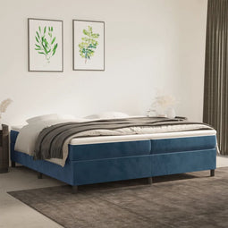 vidaXL - Bedframe - zonder - matras - 200x200 - cm - fluweel - donkerblauw