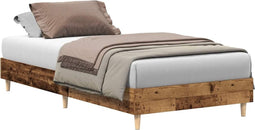 vidaXL - Bedframe - zonder - matras - 75x190 - cm - bewerkt - hout - oud - hout