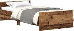 vidaXL - Bedframe - zonder - matras - 75x190 - cm - spaanplaat - oud - hout