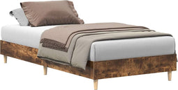 vidaXL - Bedframe - zonder - matras - 75x190 - cm - spaanplaat - gerookt - eiken