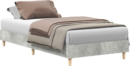 vidaXL - Bedframe - zonder - matras - 75x190 - cm - spaanplaat - betongrijs
