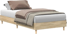 vidaXL - Bedframe - zonder - matras - 75x190 - cm - spaanplaat - sonoma - eikenkleurig
