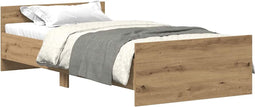 vidaXL - Bedframe - zonder - matras - 75x190 - cm - spaanplaat - ambachtelijk