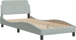 vidaXL - Bedframe - zonder - matras - 90x190 - cm - fluweel - lichtgrijs