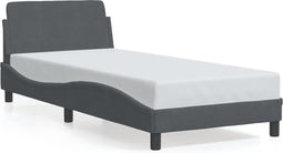 vidaXL - Bedframe - zonder - matras - 90x190 - cm - fluweel - donkergrijs
