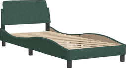 vidaXL - Bedframe - zonder - matras - 90x190 - cm - fluweel - donkergroen