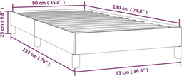 vidaXL - Bedframe - zonder - matras - 90x190 - cm - stof - blauw