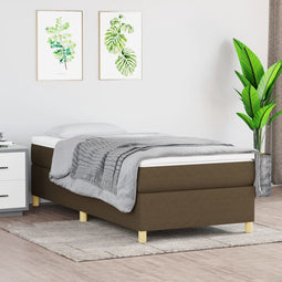 vidaXL - Bedframe - zonder - matras - 90x190 - cm - stof - donkerbruin