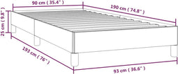 vidaXL - Bedframe - zonder - matras - 90x190 - cm - stof - donkergrijs