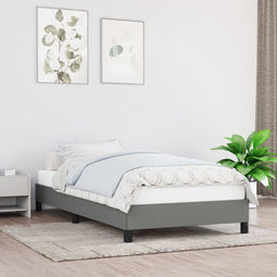 vidaXL - Bedframe - zonder - matras - 90x190 - cm - stof - donkergrijs