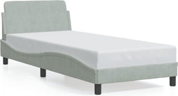vidaXL - Bedframe - zonder - matras - 90x200 - cm - fluweel - lichtgrijs