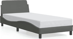 vidaXL - Bedframe - zonder - matras - 90x200 - cm - stof - donkergrijs