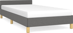 vidaXL - Bedframe - zonder - matras - 90x200 - cm - stof - donkergrijs