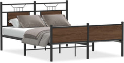 vidaXL - Bedframe - zonder - matras - bewerkt - hout - bruin - eikenkleur - 137x190 - cm