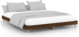 vidaXL - Bedframe - zonder - matras - bewerkt - hout - bruin - eikenkleur - 140x200 - cm