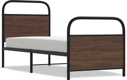 vidaXL - Bedframe - zonder - matras - bewerkt - hout - bruin - eikenkleur - 75x190 - cm