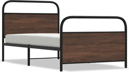 vidaXL - Bedframe - zonder - matras - bewerkt - hout - bruin - eikenkleur - 100x200 - cm