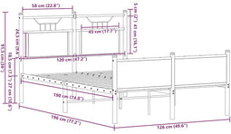 vidaXL - Bedframe - zonder - matras - bewerkt - hout - bruin - eikenkleur - 120x190 - cm