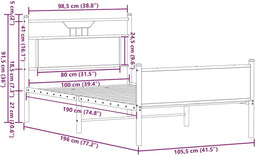 vidaXL - Bedframe - zonder - matras - bewerkt - hout - bruin - eikenkleur - 100x190 - cm