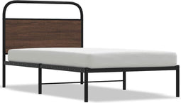 vidaXL - Bedframe - zonder - matras - bewerkt - hout - bruin - eikenkleur - 100x190 - cm