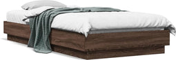 vidaXL - Bedframe - zonder - matras - bewerkt - hout - bruin - eikenkleur - 100x200 - cm