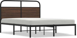 vidaXL - Bedframe - zonder - matras - bewerkt - hout - bruin - eikenkleur - 140x190 - cm