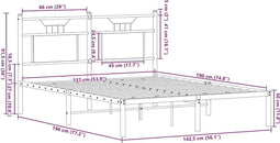 vidaXL - Bedframe - zonder - matras - bewerkt - hout - bruin - eikenkleur - 137x190 - cm