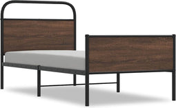 vidaXL - Bedframe - zonder - matras - bewerkt - hout - bruin - eikenkleur - 100x190 - cm