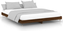 vidaXL - Bedframe - zonder - matras - bewerkt - hout - bruin - eikenkleur - 120x200 - cm