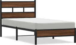 vidaXL - Bedframe - zonder - matras - bewerkt - hout - bruin - eikenkleur - 100x200 - cm