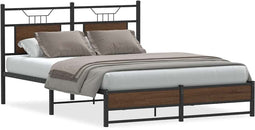 vidaXL - Bedframe - zonder - matras - bewerkt - hout - bruin - eikenkleur - 140x200 - cm