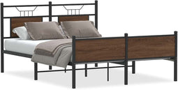 vidaXL - Bedframe - zonder - matras - bewerkt - hout - bruin - eikenkleur - 140x200 - cm