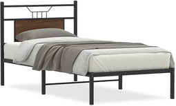 vidaXL - Bedframe - zonder - matras - bewerkt - hout - bruin - eikenkleur - 90x190 - cm