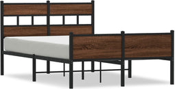 vidaXL - Bedframe - zonder - matras - bewerkt - hout - bruin - eikenkleur - 120x200 - cm