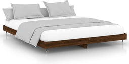 vidaXL - Bedframe - zonder - matras - bewerkt - hout - bruin - eikenkleur - 140x200 - cm
