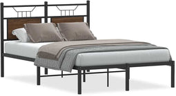 vidaXL - Bedframe - zonder - matras - bewerkt - hout - bruin - eikenkleur - 120x190 - cm