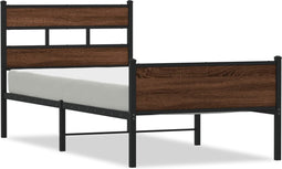 vidaXL - Bedframe - zonder - matras - bewerkt - hout - bruin - eikenkleur - 90x190 - cm