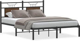 vidaXL - Bedframe - zonder - matras - bewerkt - hout - bruin - eikenkleur - 140x200 - cm