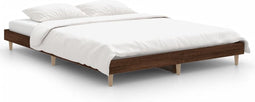 vidaXL - Bedframe - zonder - matras - bewerkt - hout - bruin - eikenkleur - 140x190 - cm
