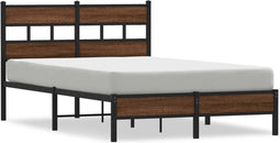 vidaXL - Bedframe - zonder - matras - bewerkt - hout - bruin - eikenkleur - 120x190 - cm